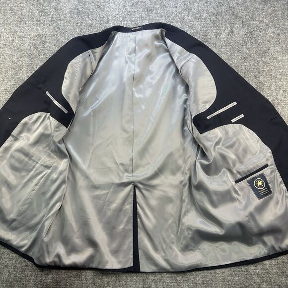 Hart Schaffner Marx Blazer Mens 48R Navy Blue Made in USA Suit Jacket Sport Coat - Picture 5 of 16